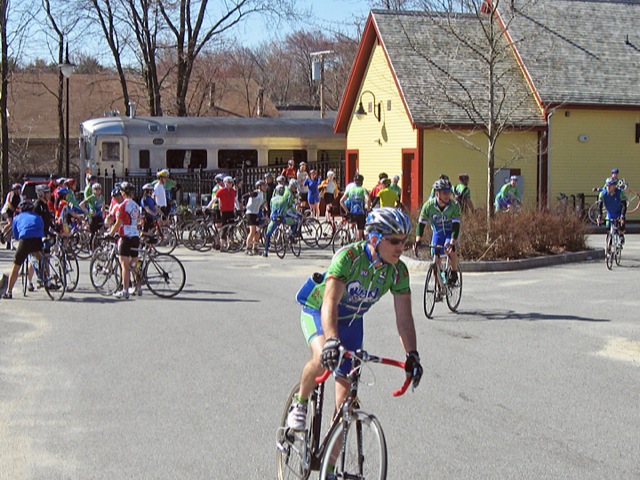 cyclists at Depot Park