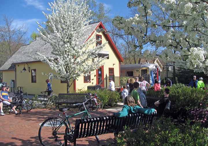 Freight House plaza and benches